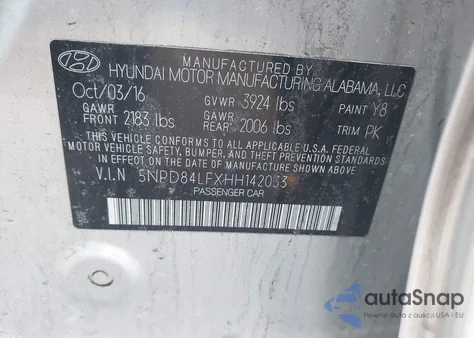 2017 Hyundai Elantra Se z USA, uszkodzony, nr VIN 5NPD84LFXHH142033